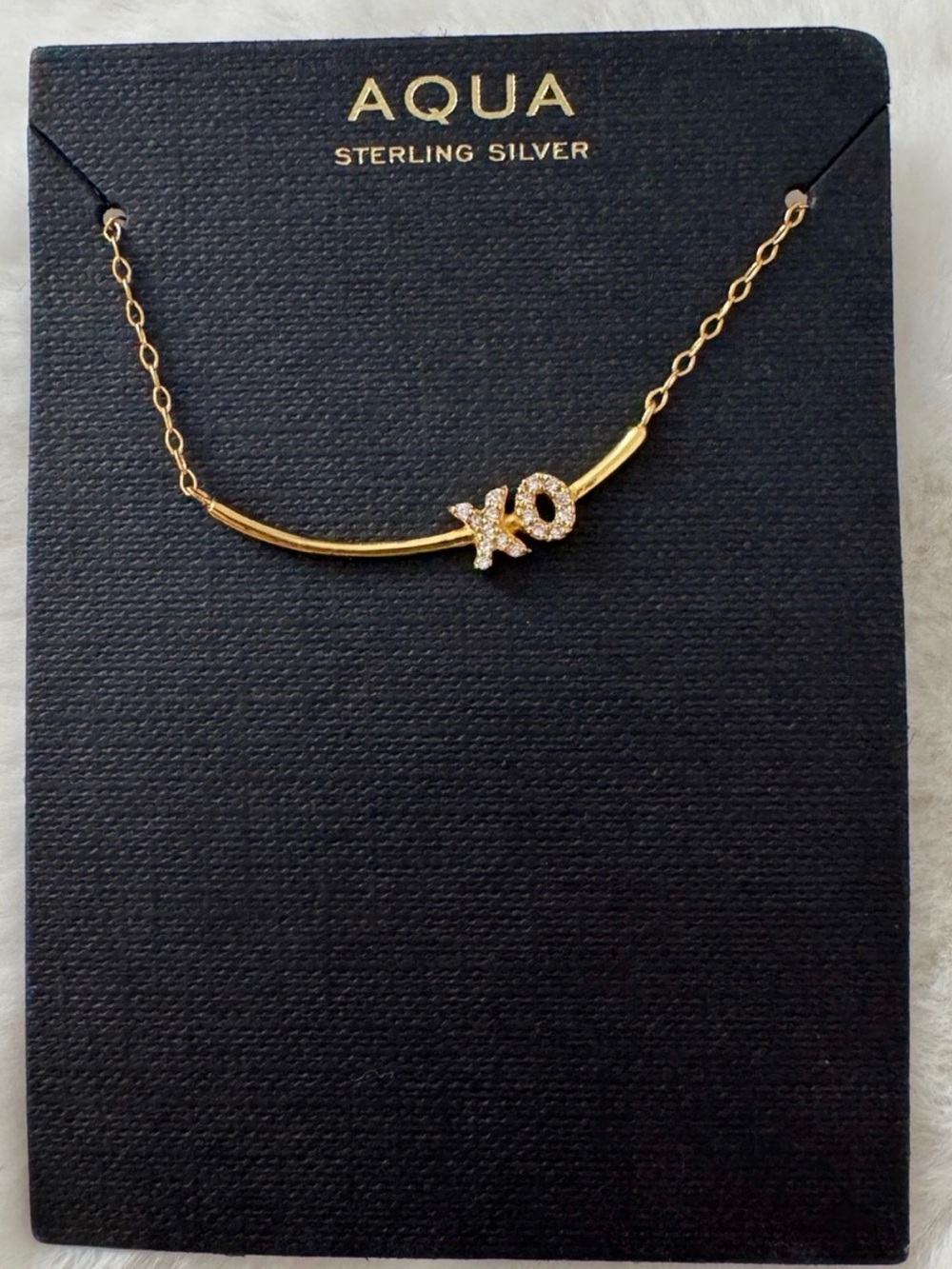Aqua Pave XO Bar Necklace